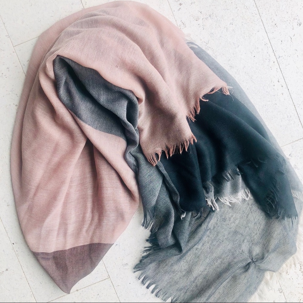 LOFT Color Block Scarf with Raw Fringe Trim
